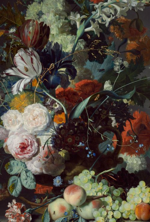 leuc: Jan van Huysum,Â Still Life with Flowers and Fruit (details), 1715