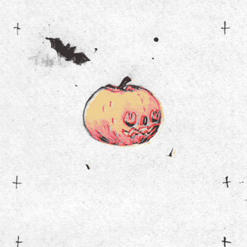 Pumpkin swirling with a bat.