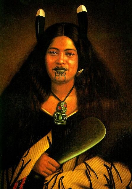 Portrait of Pare Watene of NgÄti Maru in 1878, by Gottfried Lindauer. Â Her chiefly status is confirmed by the rare huia feathers in her hair and the Pounamu MerÃ© (Jade hand-axe) in her hand