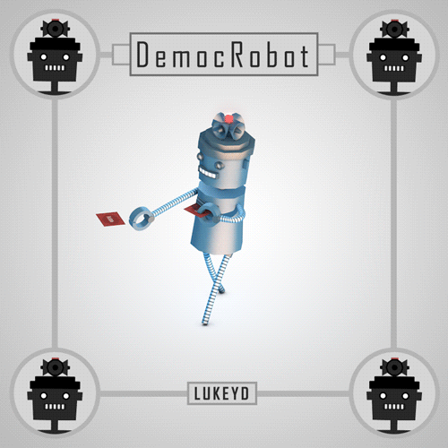 Introducing DemocRobot. The latest and greatest in modern robotics, the DemocRobot is guaranteed to spread the word of your campaign to the public, ensuring political success by any means necessary!Â 