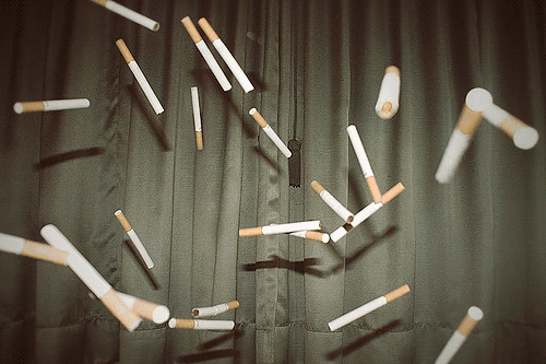 Hanging cigaretts.