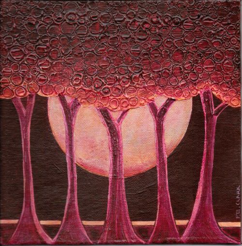 feclark: Another one in honour of Â the lovely Super Moon tonight - last one of 2014. 'Blood Moon' - 8â x 8â, acrylic on board, by F. E. Clark, 2013. website, facebook, twitter