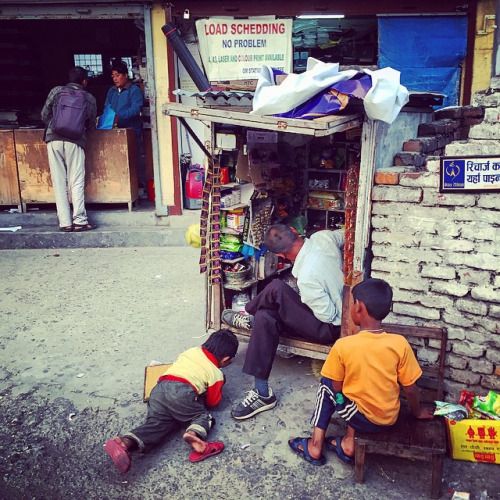kathmandu suburban area with kids on the streets.