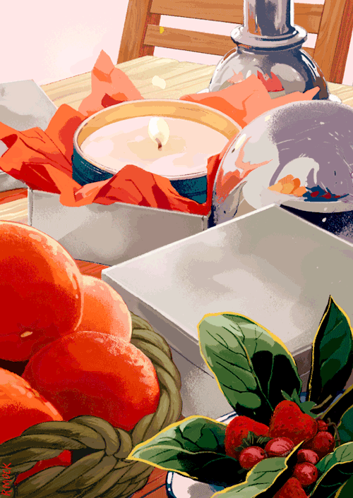 rebeccamock: nordstrom: Gif by rebeccamock.Â  The second of the two .gifs I made for Nordstromâs Silver Box ad campaign. A festive, flickering still-life painting. Cheers.