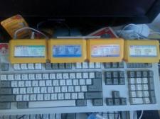 Subor SB486D Famicom clone Keyboard and cartridges