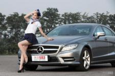 Air hostess model and Mercedes Benz Car