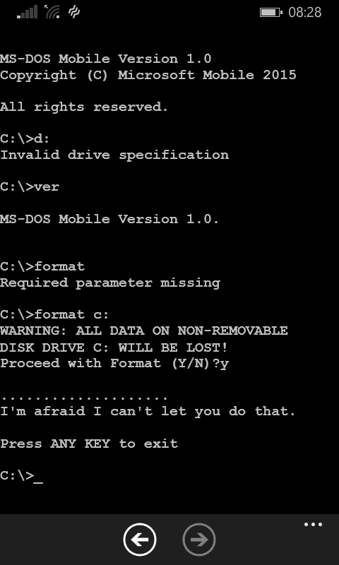 Windows Mobile DOS 1.0 Format