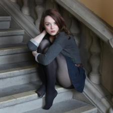 Sitting on stairs