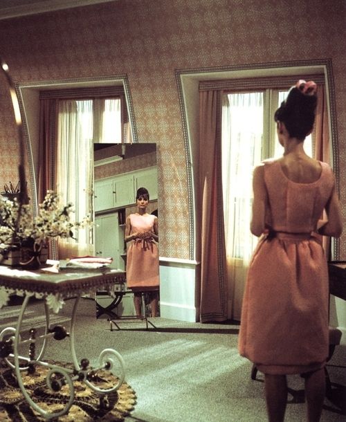Audrey in the mirror pink.