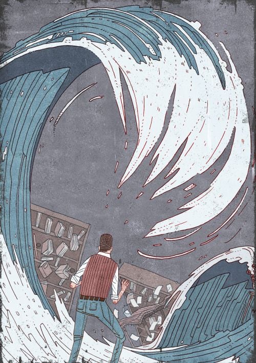 haydenmaynard: An illustration for the poem âMy Life with the Wave,â byÂ Octavio Paz. Sexy metaphorical waves and deadly couple spats abound.