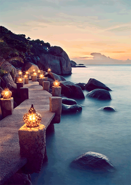 laterooms: Searching for paradise? Just follow the little lanternsâ¦ This is the gorgeous walkway to the Jamahkiri Resort of Koh Tao, Thailand. (And if you do happen to be interested, you can see the hotel on our site, here.) @tumb.epicks.item.9874455