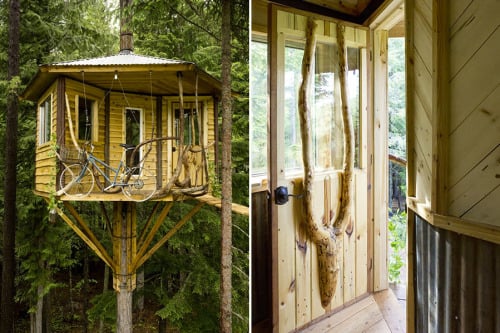 Backyard Treehouse. A treehouse bedroom built around a western... (Tree Houses)