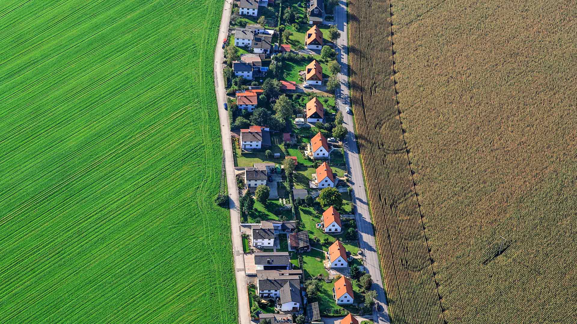 Luftaufnahme einer Wohnsiedlung in Poing, Bayern, Deutschland (© plainpicture/Westend61/Klaus Leidorf) Bing Everyday Wallpaper 2017-08-22, 0HrKAV [Bing Everyday Wall Paper 2017-08-22] url = http://www.bing.com/az/hprichbg/rb/PoingAerial_DE-DE13794104209_1920x1080.jpg