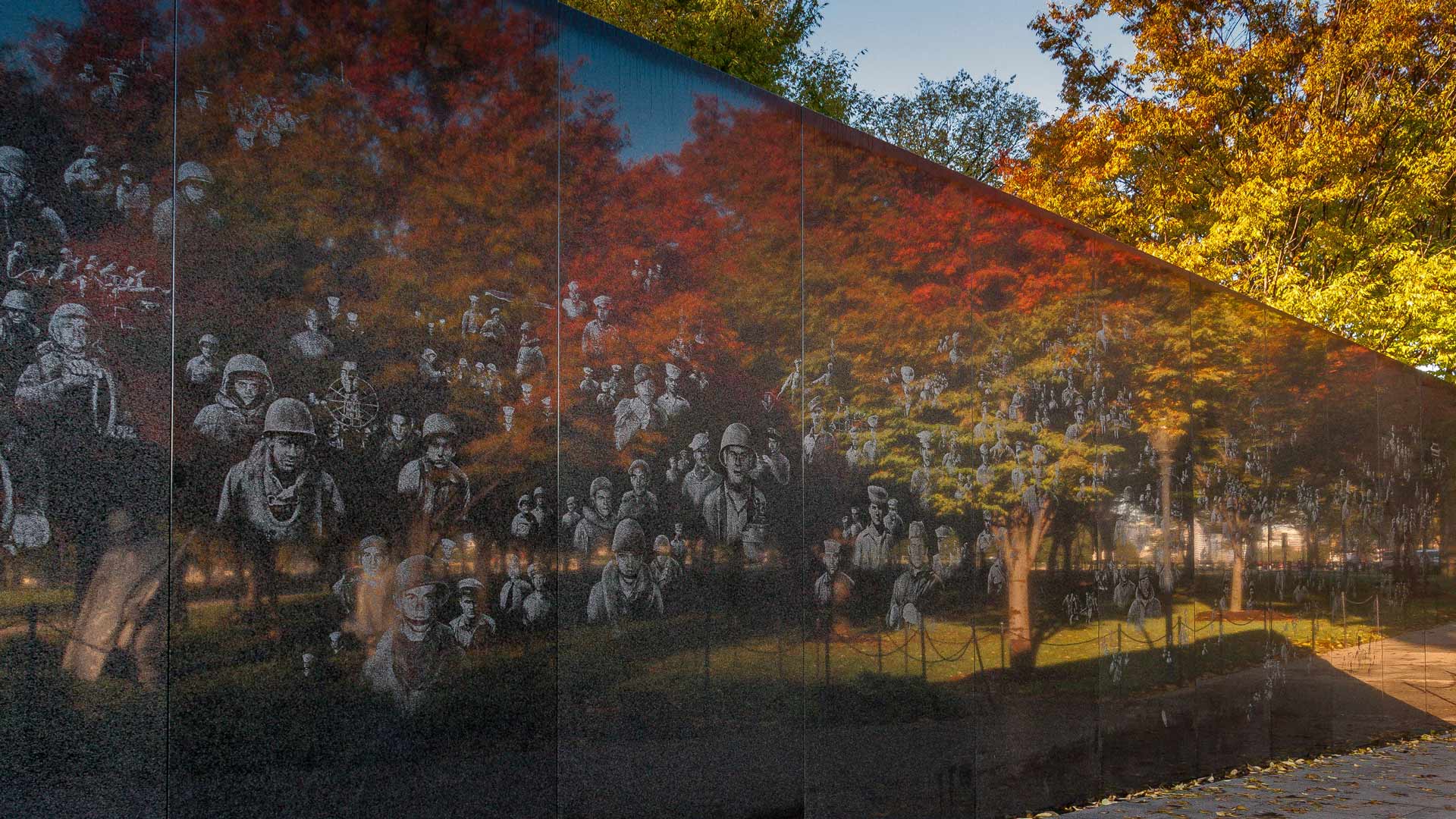 Mural Wall, Korean War Veterans Memorial, Washington, DC (© Steve Tulley/Alamy) Bing Everyday Wallpaper 2024-11-12, PfVnxw [Bing Everyday Wall Paper 2024-11-12] url = http://www.bing.com/th?id=OHR.VeteranReflections_EN-US4567357121_1920x1080.jpg