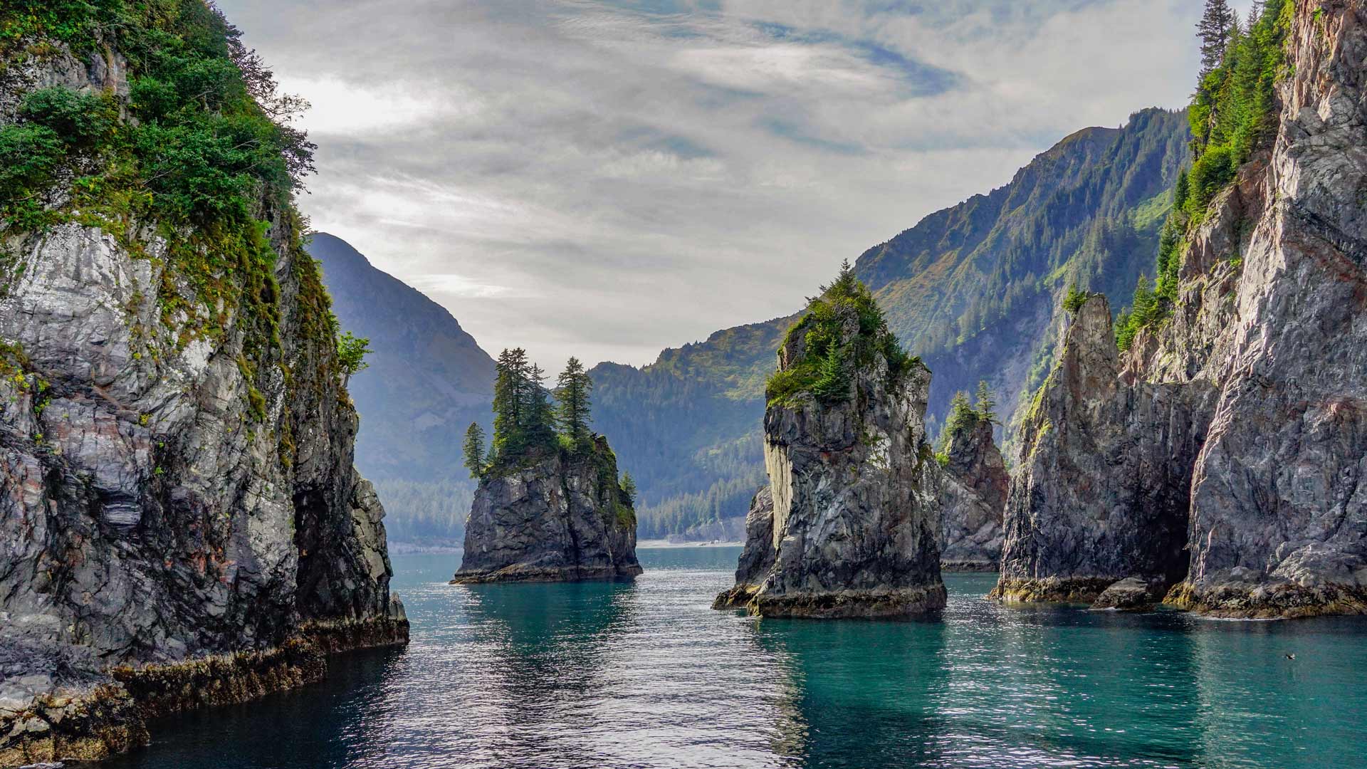 阿拉斯加基奈峡湾国家公园尖顶湾, 阿拉斯加州苏厄德, 美国 (© Wander Photography/Getty Images) Bing Everyday Wallpaper 2025-04-24, JLrMJw [Bing Everyday Wall Paper 2025-04-24] url = http://www.bing.com/th?id=OHR.KenaiSpires_ZH-CN3045699778_1920x1080.jpg
